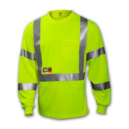 Tingley Tingley Class 3 FR Long Sleeve T?Shirt, Fluorescent Yellow/Green, 2XL S85522.2X